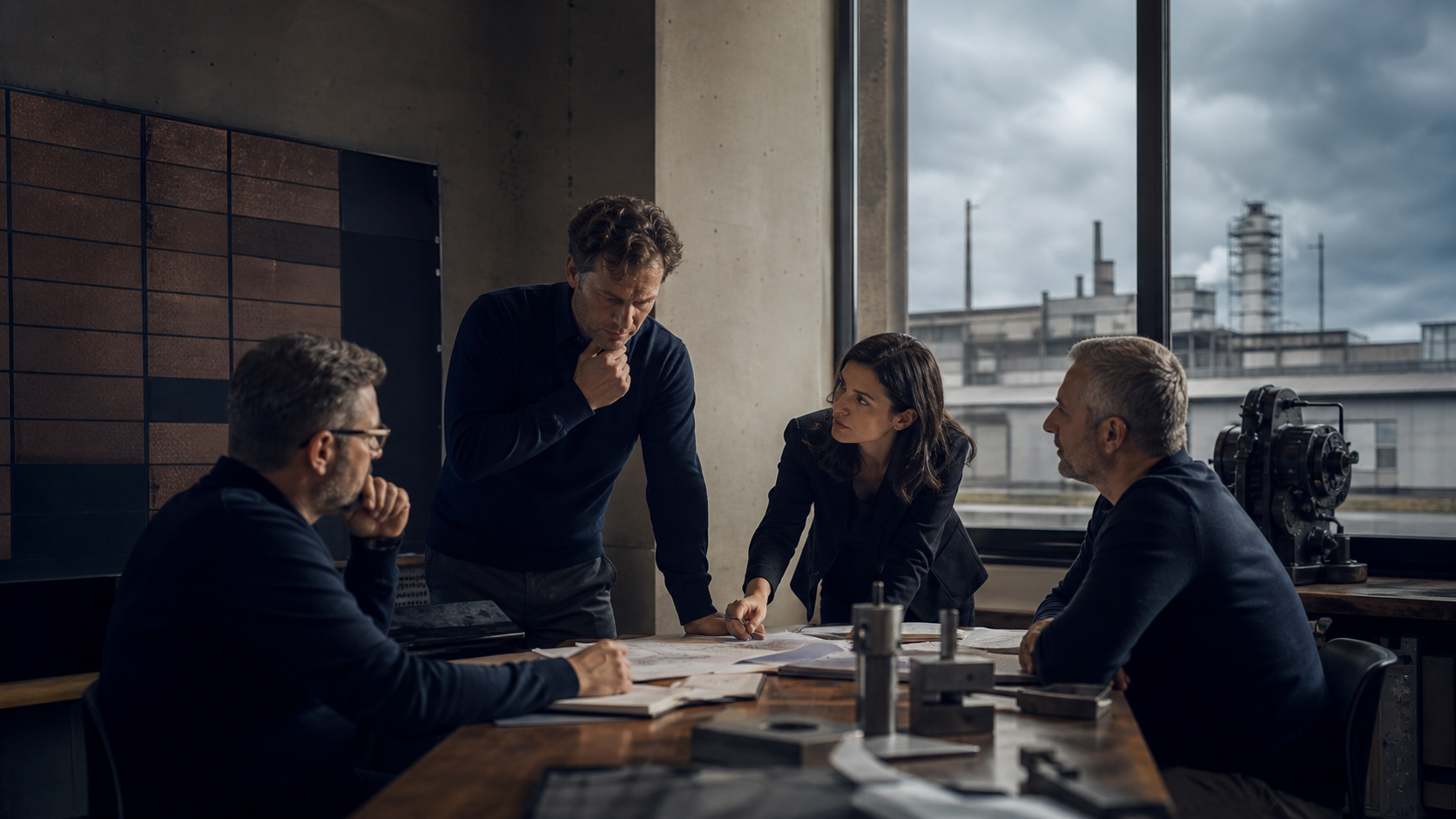 Führungsteam eines Industrieunternehmens im kommerziellen Umbruch